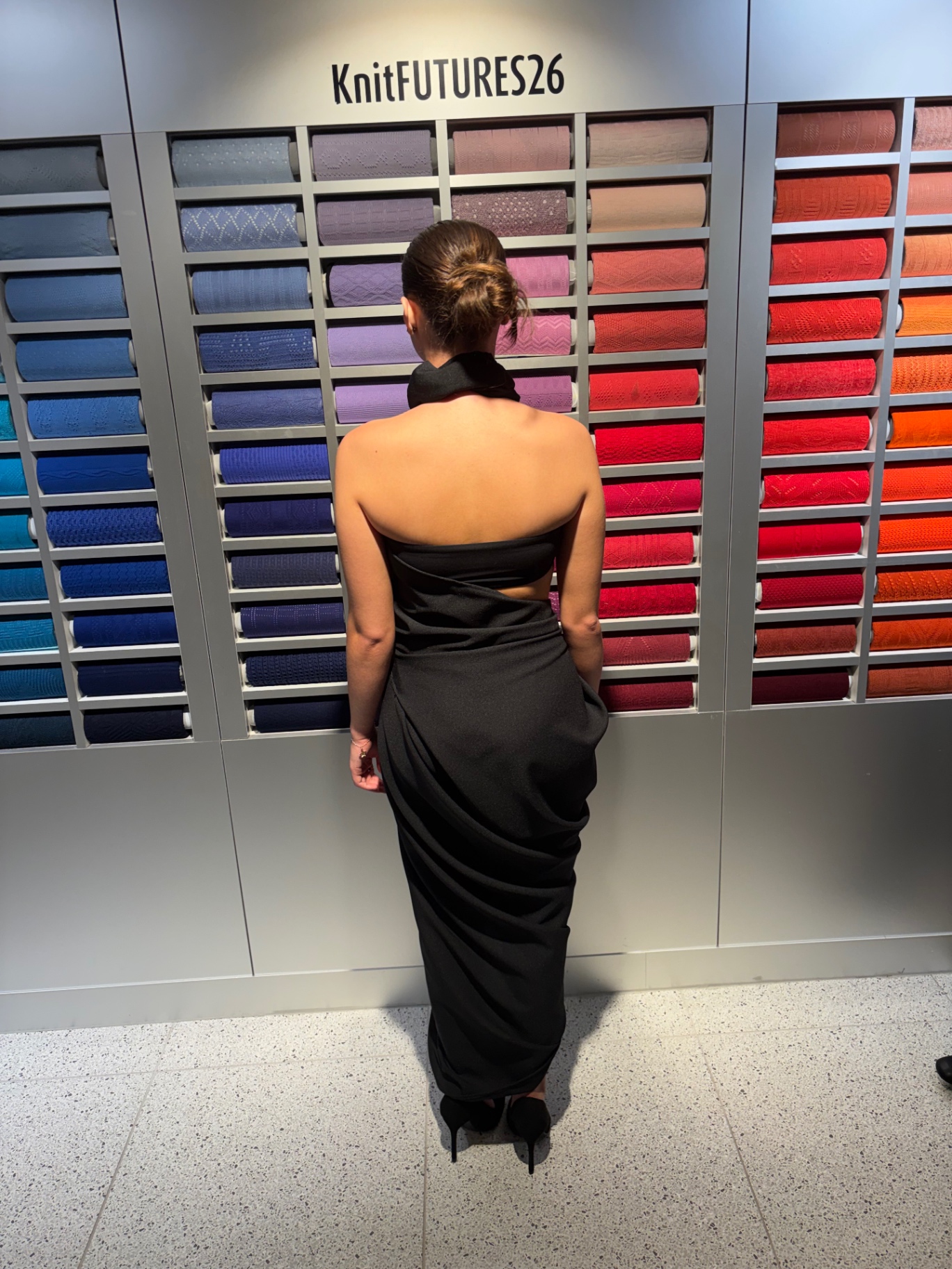 No-cut dress — back at fabric wall